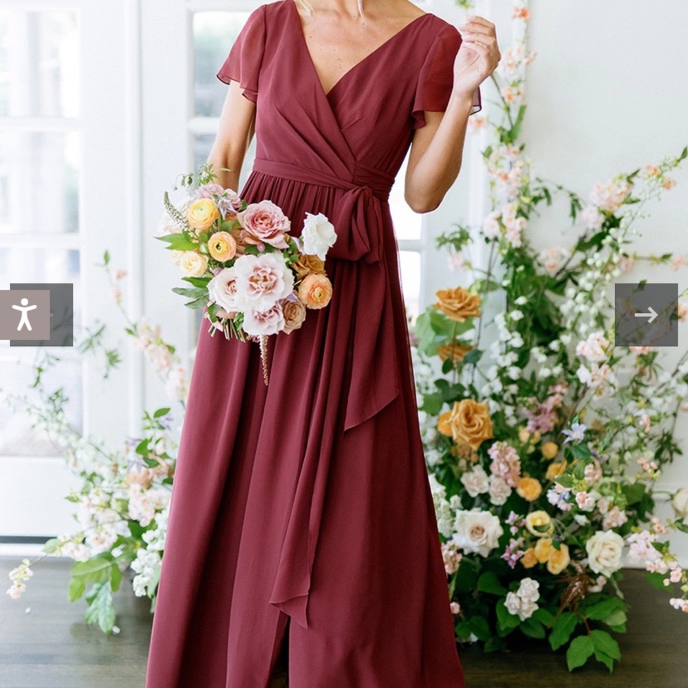 Merlot Harper Chiffon Wrap Dress - Revelry